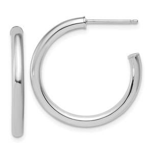 14k White Gold Polished 2.5 x 25mm Tube C-Hoop Post Earrings