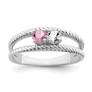 14k White Gold Polished 2-Stone Mothers Ring Mounting - XM-B0AA280E-5101