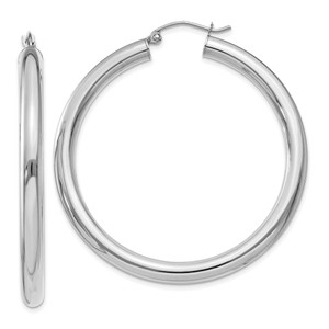 14K White Gold Polished 4mm Lightweight Tube Hoop Earrings - T8-070AE3DC-3345
