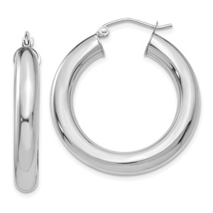 14k White Gold Polished 5mm Lightweight Hoop Earrings - T8-35F20425-6296