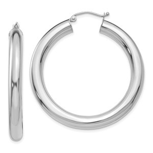 14k White Gold Polished 5mm Lightweight Hoop Earrings - T8-7DB1C71D-2962