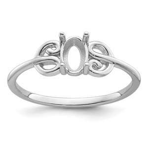 14k White Gold Polished 6x4 Oval Gemstone Ring Mounting - X9-B77EC4C6-5493