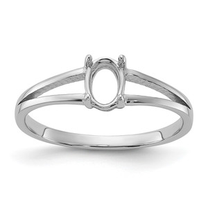 14k White Gold Polished 6x4 Oval Gemstone Ring Mounting - Y2-7F166DFD-5383
