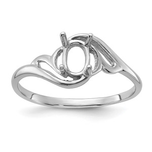 14k White Gold Polished 6x4 Oval Gemstone Ring Mounting - Y2-93C81737-8533
