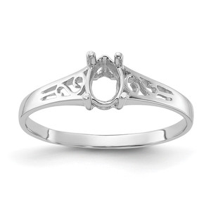 14k White Gold Polished 6x4 Pear Filigree Gemstone Ring Mounting