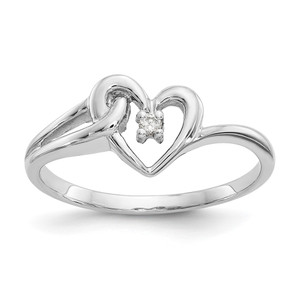 14k White Gold Polished AA Diamond heart ring - Y1-9AAA25B2-2286