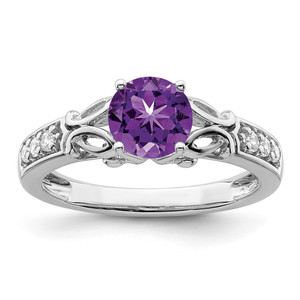 14k White Gold Polished Amethyst and Diamond Ring - RM-FFCDF46F-8788