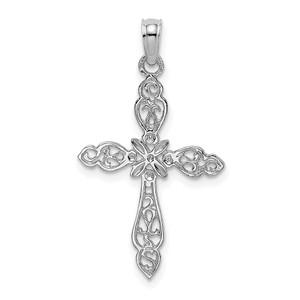 14K White Gold Polished and Cut-Out Cross Charm - K8-3A7E49B6-3147