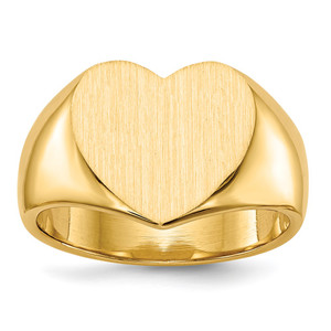 14k 12.5x11.5mm Closed Back Heart Signet Ring