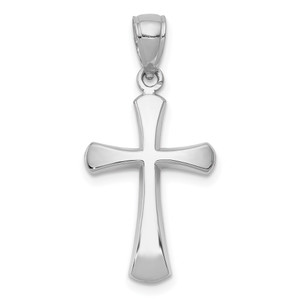 14K White Gold Polished Beveled Cross w/ Round Tips Charm - K8-7F816527-9211