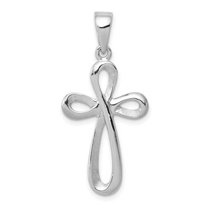 14k White Gold Polished Cross Pendant - D1-B49DCD36-1213
