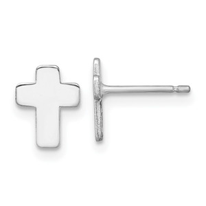 14k White Gold Polished Cross Post Earrings - TE-0F439493-1991