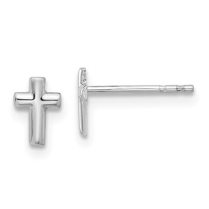 14K White Gold Polished Cross Post Earrings - TF-C41592E8-6647