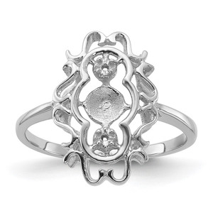 14k White Gold Polished Diamond & Pearl Scroll Ring Mounting