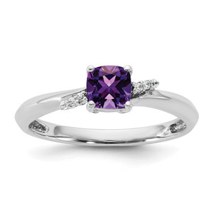 14K White Gold Polished Diamond and Amethyst Fashion Ring - RM-06861541-9073