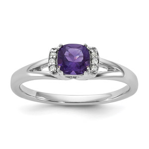 14K White Gold Polished Diamond and Amethyst Fashion Ring - RM-95911021-5290