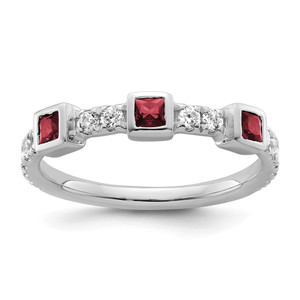 14K White Gold Polished Diamond and Ruby Fashion Ring - RM-225396AD-2705