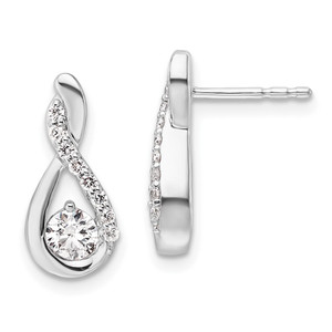14K White Gold Polished Diamond Complete Tear-drop Post Earrings