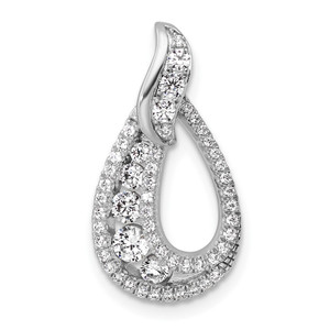 14K White Gold Polished Diamond Teardrop Chain slide