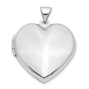 14k White Gold Polished Domed 21mm Heart Family Locket Holds 4 Photos