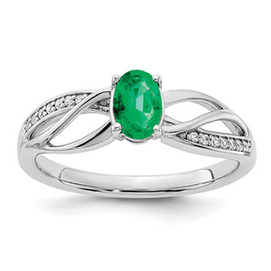 14k White Gold Polished Emerald and Diamond Ring - RM-46ACF236-4294