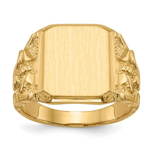 14k 13.0 x 14.0mm Open Back Mens Signet Ring