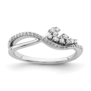 14k White Gold Polished Fancy Florina Wave Diamond Ring