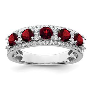 14k White Gold Polished Garnet and Diamond Ring - RM-2EF76C97-5991