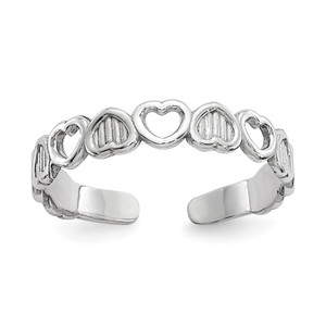 14k White Gold Polished Hearts Toe Ring - K5-2F478FC5-6452