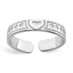 14K White Gold Polished Hearts Toe Ring - K5-56EF06D0-8464