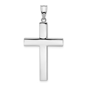 14k White Gold Polished Hollow Cross Pendant - K4-EBEDD03C-3847