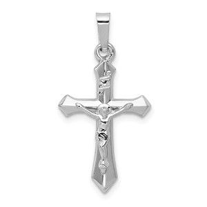 14k White Gold Polished INRI Crucifix Pendant - XR-65C1FF81-1954