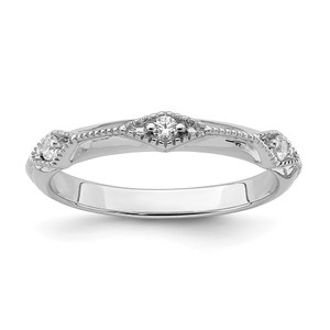 14k White Gold Polished Knife Edge Diamond Ring