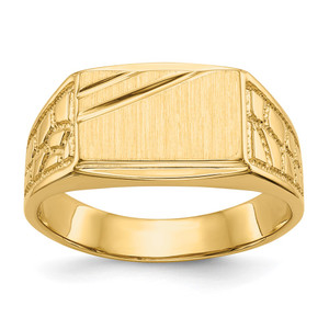 14k 13.0x8.5mm Open Back Mens Signet Ring