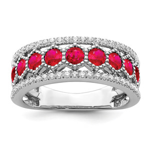 14k White Gold Polished Ruby and Diamond Ring - RM-9E56CE1B-1709