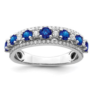14k White Gold Polished Sapphire and Diamond Ring - RM-857B4229-7570