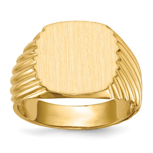 14k 13.5x13.5 Open Back Mens Signet Ring
