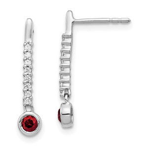 14k White Gold Red/White Diamond Earrings