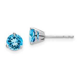 14k White Gold Round Blue Topaz Earrings - EM-F32533E9-3538