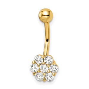 14k 14 Gauge CZ Flower Belly Ring - BD-EC744C35-6454