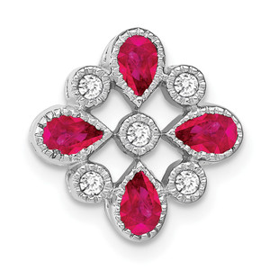 14k White Gold Ruby and Diamond Chain Slide - PM-D4878144-6851