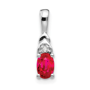 14k White Gold Ruby and Diamond Pendant - XB-568FEDA7-6004