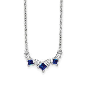14k White Gold Sapphire and Diamond 18 inch Necklace