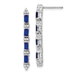 14k White Gold Sapphire and Diamond 4-stone Dangle Earrings