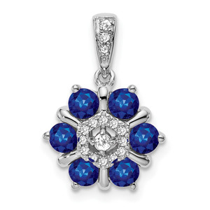 14k White Gold Sapphire and Diamond Floral Pendant - PM-92D74823-9996