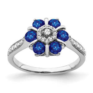 14k White Gold Sapphire and Diamond Floral Ring - RM-36A7E0F2-9779