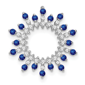 14k White Gold Sapphire and Diamond Snowflake Chain Slide