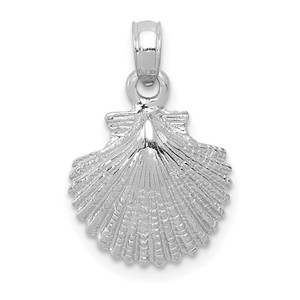 14K White Gold Scallop Shell Pendant - K2-0BF1591B-5420