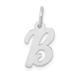 14k White Gold Small Script Letter B Initial Charm - YC-664EC554-2077