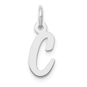 14k White Gold Small Script Letter C Initial Charm - YC-07D80C35-4016